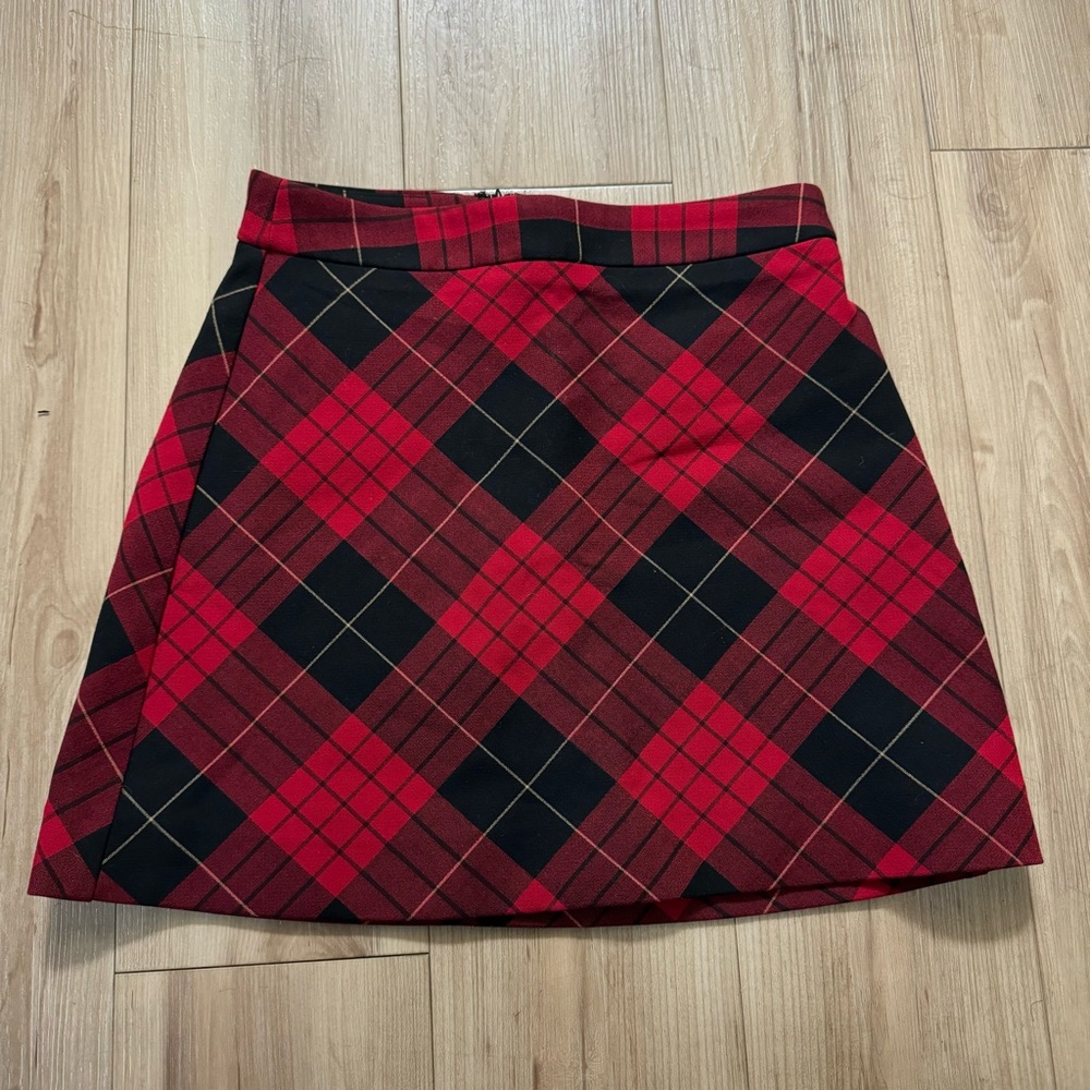 Express Red Plaid Mini Skirt